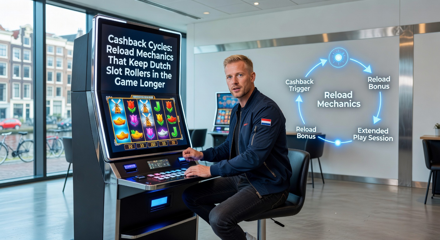 Grafische weergave van een cashback cyclus met reload bonussen in een Nederlands online casino, symboliserend verlengde speelsessies