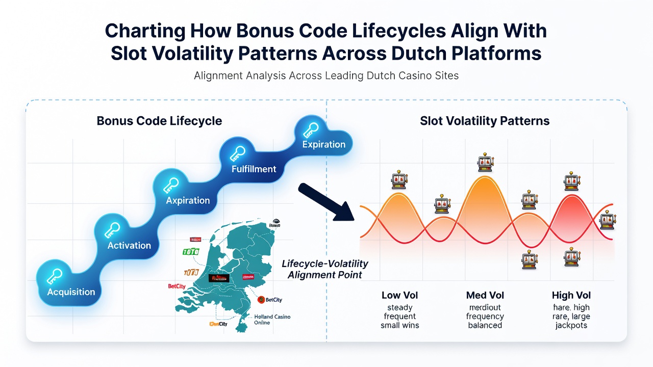 Grafiek die de afstemming tussen bonuscodelevenscycli en slotvolatiliteitspatronen op Nederlandse platforms illustreert