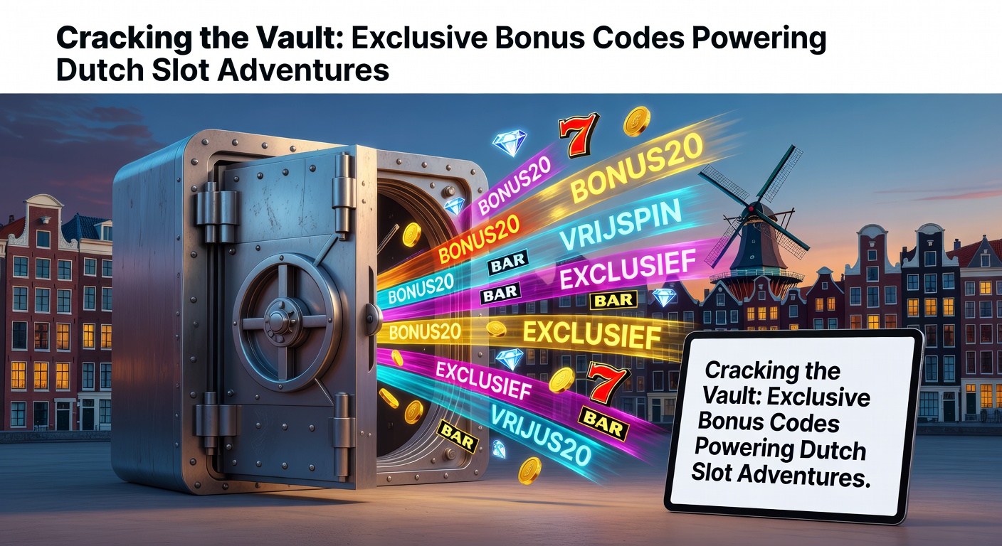 Slotmachine met een digitale kluis die opengaat, symboliserend exclusieve bonuscodes in actie bij Nederlandse online casinos