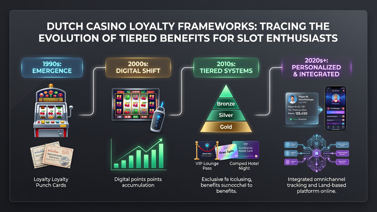 Overzicht van gelaagde loyaliteitsniveaus in Nederlandse casino's met visuele weergave van slotenthousiastelingen en beloningsstructuren