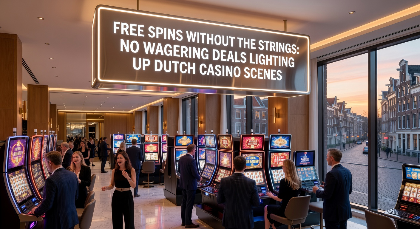 Colorrijke slots met vrije spins-symbolen die draaien zonder wagering-voorwaarden, typisch voor Nederlandse online casino-promoties