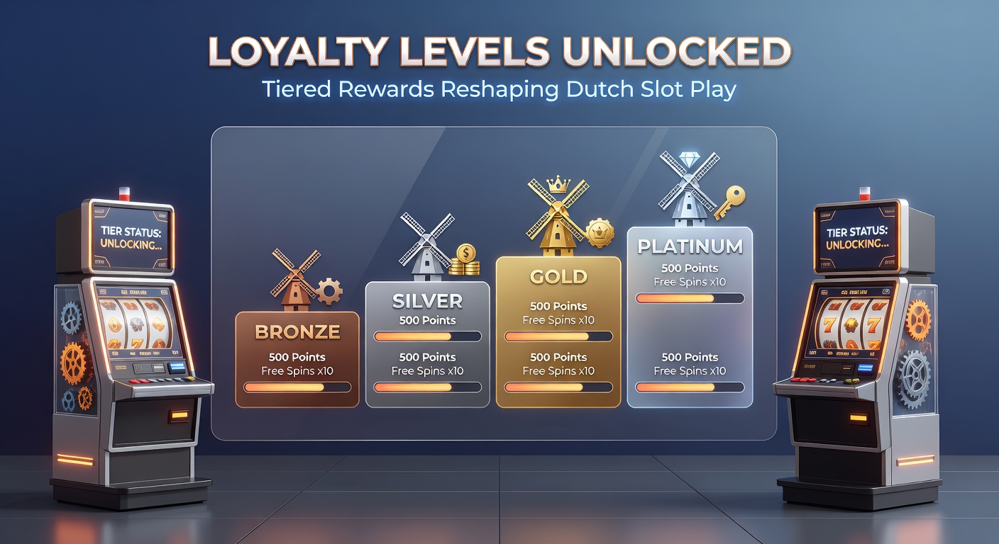 Voorbeeld van een tiered loyaliteitskaart met iconen voor beloningen zoals cashback, free spins en VIP-toegang op een Nederlands casino-platform