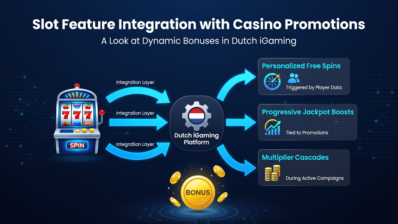 Illustratie van slotfuncties die naadloos verbonden zijn met casino promoties in Nederlandse iGaming platforms