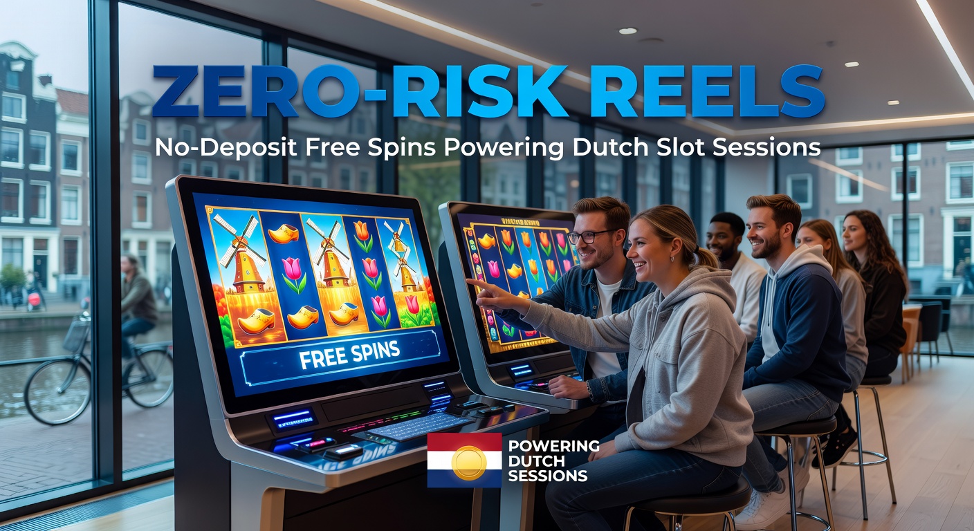 Spelerinterface met actieve no-deposit free spins op een Nederlands slotspel, tonen draaiende reels en bonuswinsten