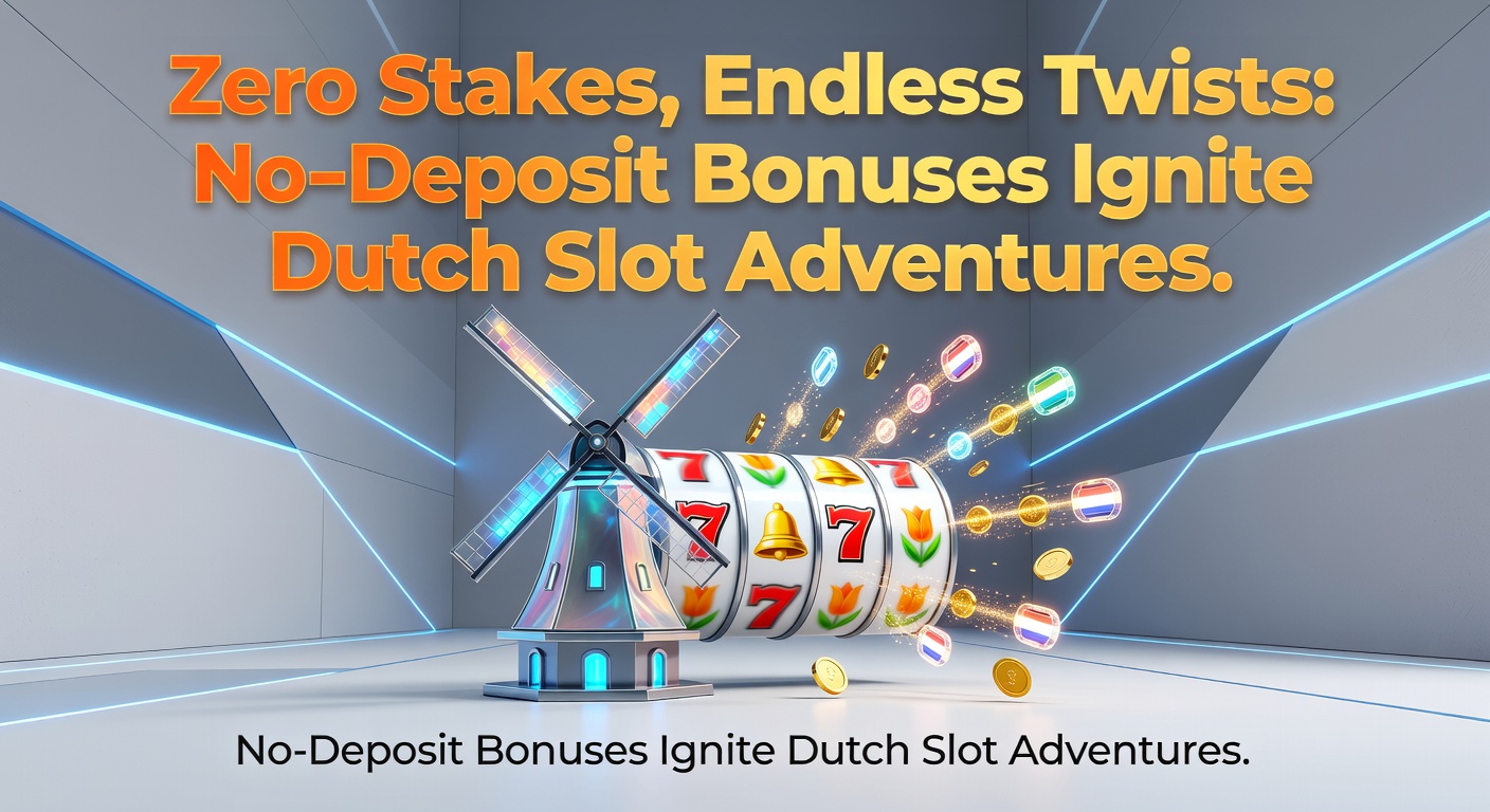 Spannende slotmachine met no-deposit bonus aanduiding en Nederlandse vlag op de achtergrond, symboliserend risicovrije avonturen in online casinos